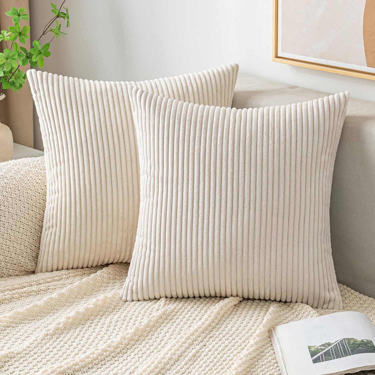 Pillow Insert 18X18 - أغطية وسادات مخططة ناعمة مزخرفة ،