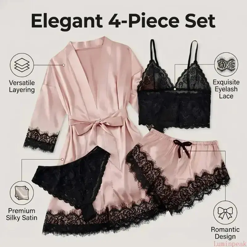 طقم بيجامة نسائية من 4 قطع مصن - مراجعة Home Textile وسعره